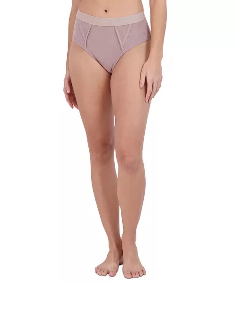 NWT Steve Madden Panties Ribbed High Waisted Brief Panty Underwear, Rose Dust, S